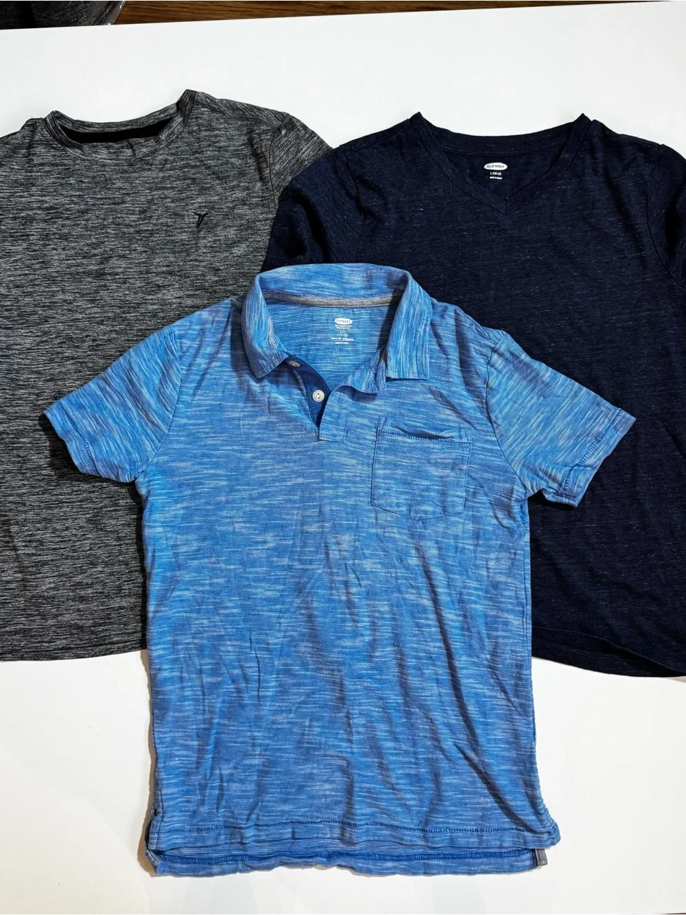 Old Navy Boys Blue Heather Polo & Mixed Shorts Set